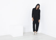 Carica l&#39;immagine nel visualizzatore di Gallery, Knit Hooded Jumpsuit in Black