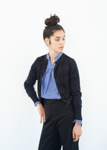 Carica l&#39;immagine nel visualizzatore di Gallery, Quilt Pattern Cardigan in Black/Navy