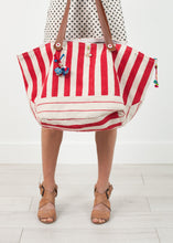 Carica l'immagine nel visualizzatore di Gallery, Woven Oversized Tote in Red Stripe